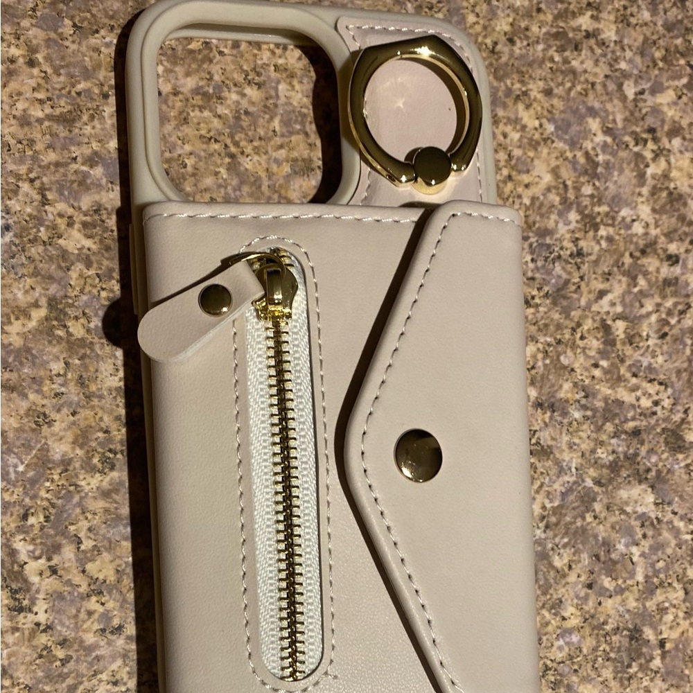 Stylish Cream Phone Case with Gold Accents